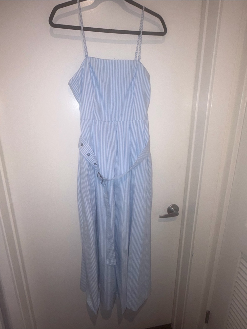 Target Light Blue and White Striped Spaghetti Strap Maxi Dress
